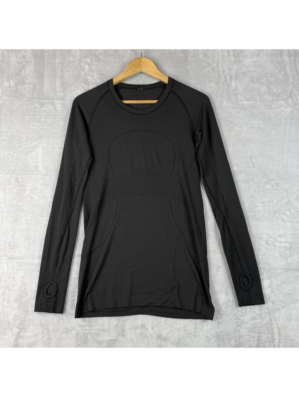 Lululemon Shirt Women's S Black Run Swiftly Tech Long Sleeve Thumbholes Slim Y2K